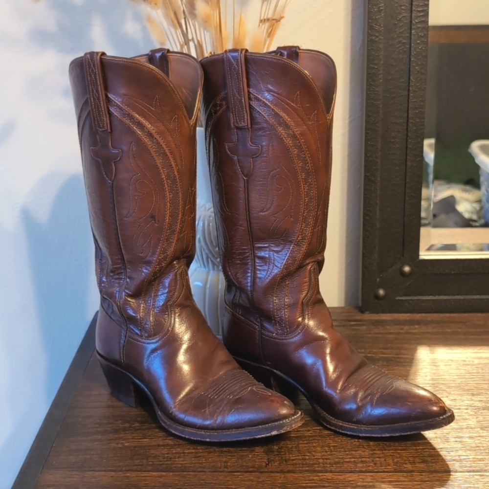 lucchese summer brown cowboy cowgirl genuine leather boots